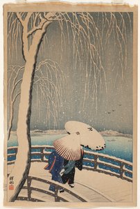 雪の中の傘 作： Ohara Shoson