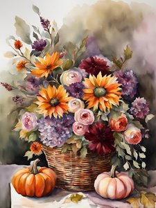 秋の花の収穫 作： 
