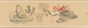 花を囲む手紙、1831年。 作： Okada Hanko