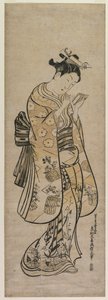 鏡を持つ美人 作： 奥村正信