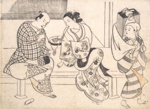 好色なカップル、18 世紀初頭., 18 世紀初頭. 作： Okumura Masanobu