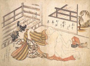 寝室のシーン、カリフォルニア州。 1739年頃。 1739年。 作： Okumura Masanobu
