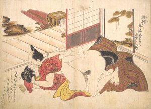 寝室のシーン、カリフォルニア州。 1739年頃。 1739年。 作： Okumura Masanobu