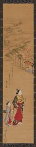 Kurtisane und ihre Begleiterin 作： 奥村正信