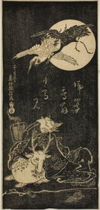 鶴・鹿・亀の寿老人 作： Okumura Masanobu