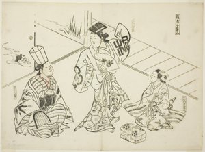 戯曲のパロディを描いた12枚の版画シリーズから「遊郭の三番叟踊り」（揚屋三番叟）、その1。 作： Okumura Masanobu