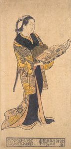端午の節句におもちゃを持った女性。 1730年頃。 1730年。 作： Okumura Masanobu
