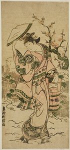 雪中を歩く女役 佐野川萬菊 作： Okumura Toshinobu