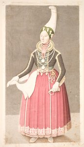 アイスランドの農民の衣装を着た女性 作： Olavius