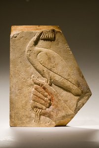 Akh鳥（石灰岩）のレリーフフラグメント