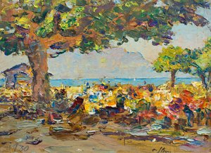 ヴヴェイの市場 作： Olga (1881 1941) Slomszynska