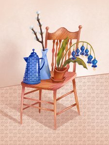 青い静物画の椅子 作： 