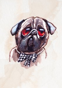 物思いにふけるパグ 作： 