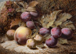 桃と梅のある静物、1916年。 作： Oliver Clare