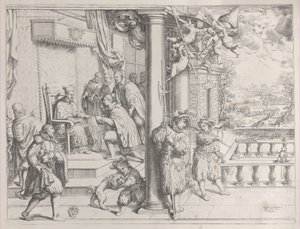 アルドブランディーニ枢機卿に論文を提出する青年、1620年、1620年。 作： Oliviero Gatti
