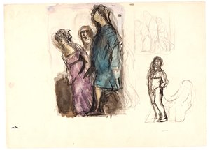 「ディオゲネス」と他の 2 つのスケッチのカラー スケッチ 作： Oluf Hartmann