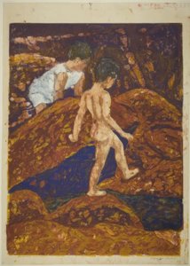 岩の間で 作： 恩地孝四郎