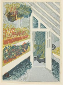 温室「新宿御苑版画」シリーズより 作： 恩地孝四郎