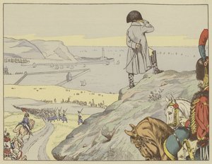 ブローニュのキャンプで、ナポレオンは1803年9月、イギリスに向かって海峡を絶えず見ました 作： Onfray de Breville Job