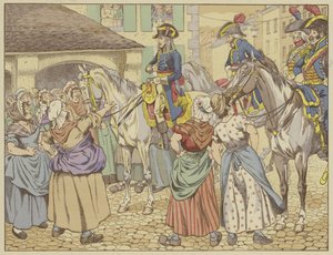 1795年のパリでの飢饉の最中、魚主婦がナポレオンを非難しました。微笑んで、彼は答えた私を見て、私たち二人のうちどちらが一番太っていますか？ （点灯色 作： Onfray de Breville Job