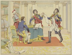 1807年5月24日、プロイセン人から都市を占領した後、ナポレオンがダンジッヒ公爵を作ることにより、ルフェーブル元帥に報いる 作： Onfray de Breville Job
