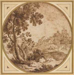 建物と人物のある風景 作： Onorio Marinari