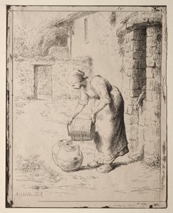 バケツを空にする女性 作： Orazio Borgianni