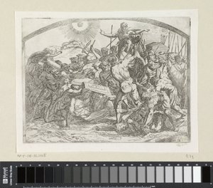 ヨシュアは太陽と月に静止するよう命じる ラファエルのロッジアの絵画 (シリーズ タイトル) 作： Orazio Borgianni