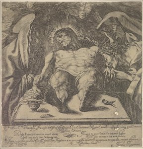 3人のメアリーによるキリストの死体の嘆き、テーブル上の軟膏の瓶...、1615年。 作： Orazio Borgianni
