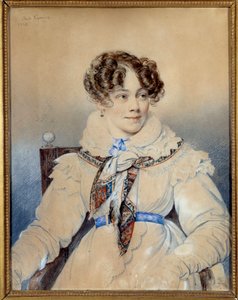 作家ソフィー・ロストプーチン（1799-1874）の肖像（セギュール伯爵夫人） オレスト・アダモビッチ・キプレンスキー（キプレンスキー）（1778-1836）によるドローイング 作： Orest Adamovich Kiprensky