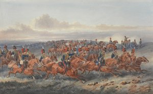栗の部隊 (A Battery) Royal Horse Artillery (紙に水彩) 作： Orlando Norie