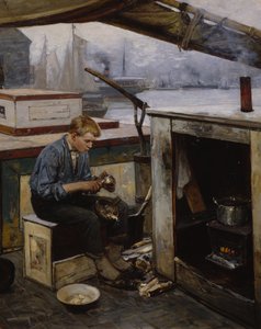 Førstereisの少年（キャンバスに油彩） 作： Oscar Arnold Wergeland