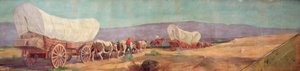 Anheuser-Busch Wagon Train (キャンバスに油彩) 作： Oscar Edward Berninghaus
