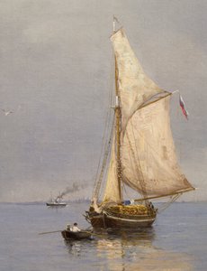 Oscar Kleineh (1846-1919)、フィンランドによる夏の港の休日 作： Oscar Kleineh