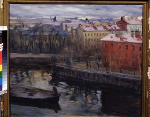 「レニングラードの眺め」現在のサンクトペテルブルク。 Osip Emmanuilovich Braz (1872-1936) による絵画、カルーガ地方美術館 作： Osip Emmanuilovich Braz