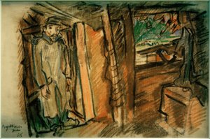 カバーをかけた状態のプロジェクションライフル 作： Oskar Kokoschka