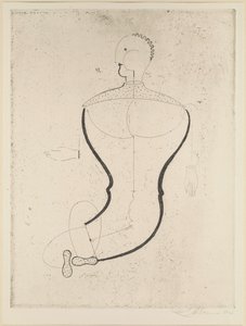 左の抽象的な図、1923年。 作： Oskar Schlemmer