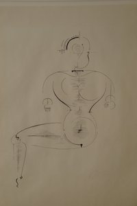 側面からの図: 図 H2 着席、1921 年。 作： Oskar Schlemmer