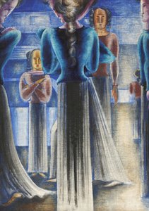 青い女性のグループ、1931年。 作： Oskar Schlemmer