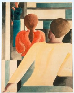 ブルー、イエロー、レッドのインテリア 作： Oskar Schlemmer