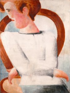 巻き毛の椅子に若い白人男性 作： Oskar Schlemmer