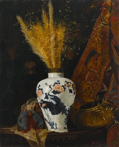 白い花瓶の花、白い花瓶の花 作： Osman Hamdi Bey