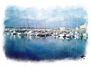 静かな港の情景 作： 