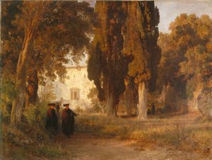 修道院庭園、1857年以降 作： Oswald Achenbach