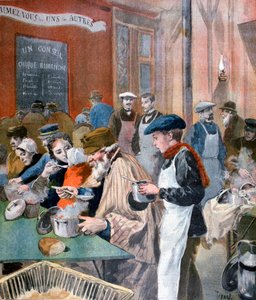 学生の慈善活動、1894年パリ、ビュートオカイユのスープキッチン 作： Oswaldo Tofani