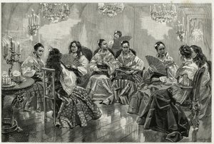 フィリピンのダラガで開催されたナルシソ中国貿易フェア。"フィリピンへの旅 "の物語を説明するためにトファーニが描いた版画 作： Oswaldo Tofani