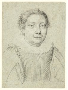 女性の肖像画、半身像が右を向いている 作： Ottavio Mario Leoni