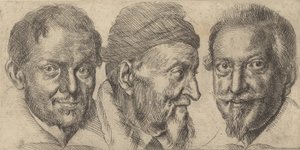 おそらくカミロ・グラフィック、エルコレ・ペデモンテ、アントニを表す3つの肖像画. 1620-30。 作： Ottavio Mario Leoni