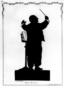 アントン ブルックナーのシルエット (1824-96) オーストリアの作曲家、指揮者 (彫刻) (白黒写真) 作： Otto (after) Bohler