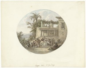 旅館前のテラスで踊るダンサーたち le fandango (オブジェクトのタイトル) 作： Otto Baron Howen